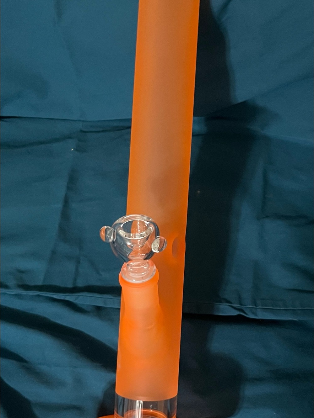 Matte Orange Glass Water Piece  with Clear Bowl